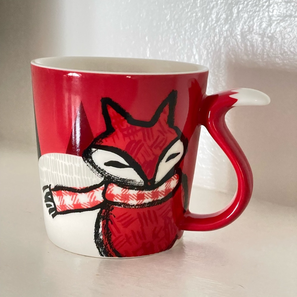 Starbucks Mug Fox with scarf Christmas Winter Holiday 2016 Collection Red 12 oz